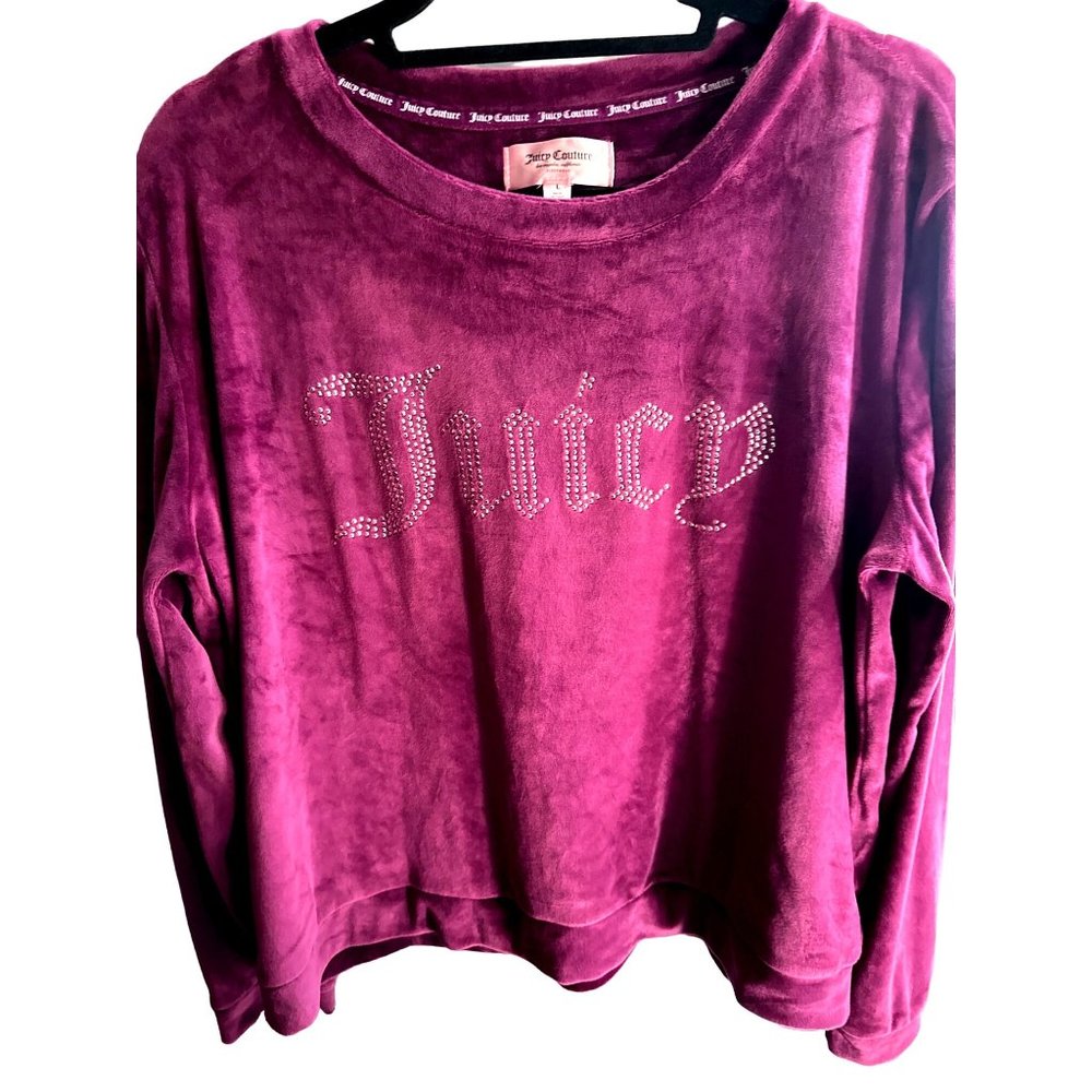 Juicy Couture size L purple velour rhinestone cropped sleepwear or top